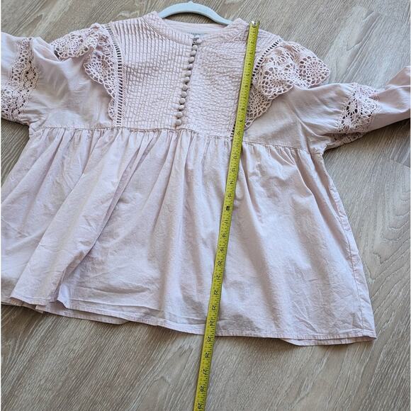 AllSaints Jen Oversized Lace Button Long Sleeve Cotton Frill Blouse Top, size 8 - Picture 7 of 8